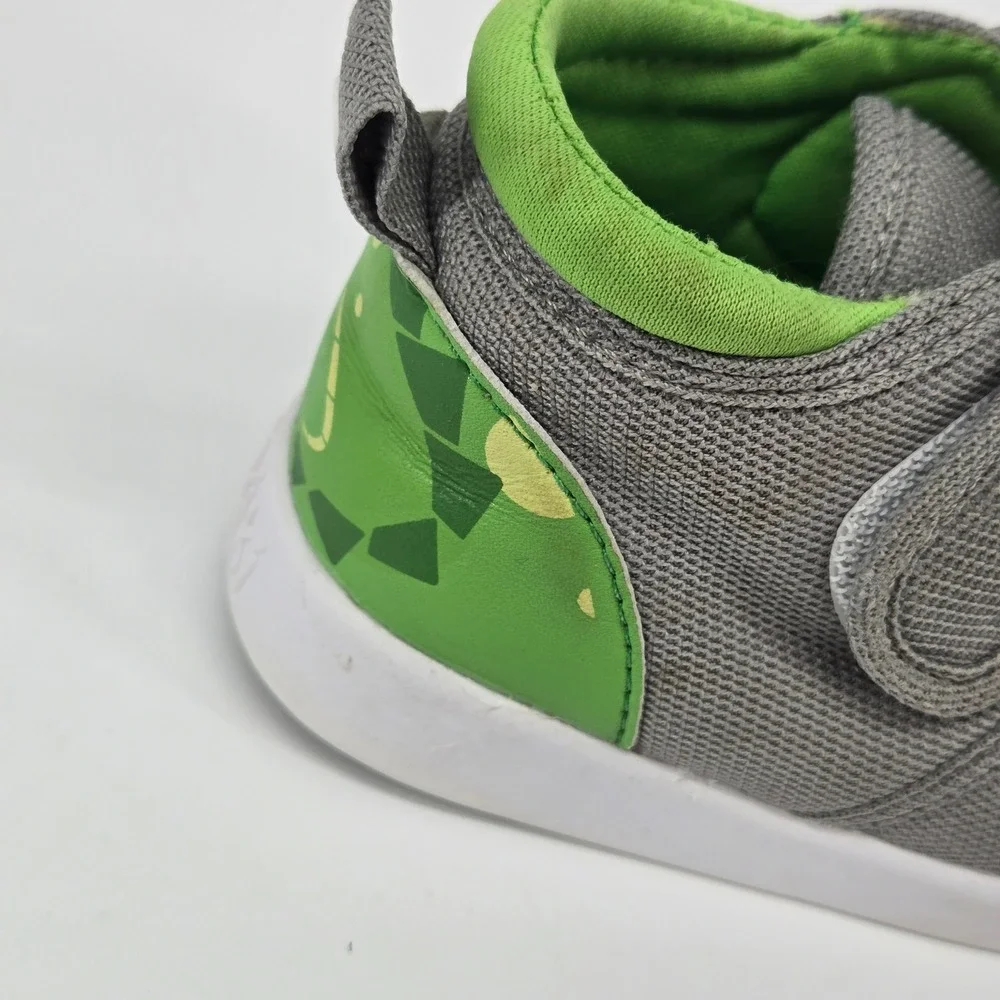 ikiki Oliver the Dragon Squeaky Wide Toe Box Grey Green Toddler Shoes Sneaker 5